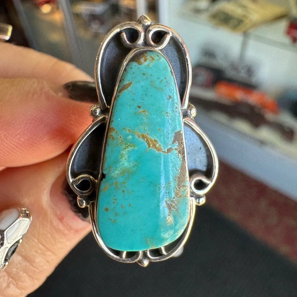 Genuine Turquoise and Sterling Silver‎ Ring